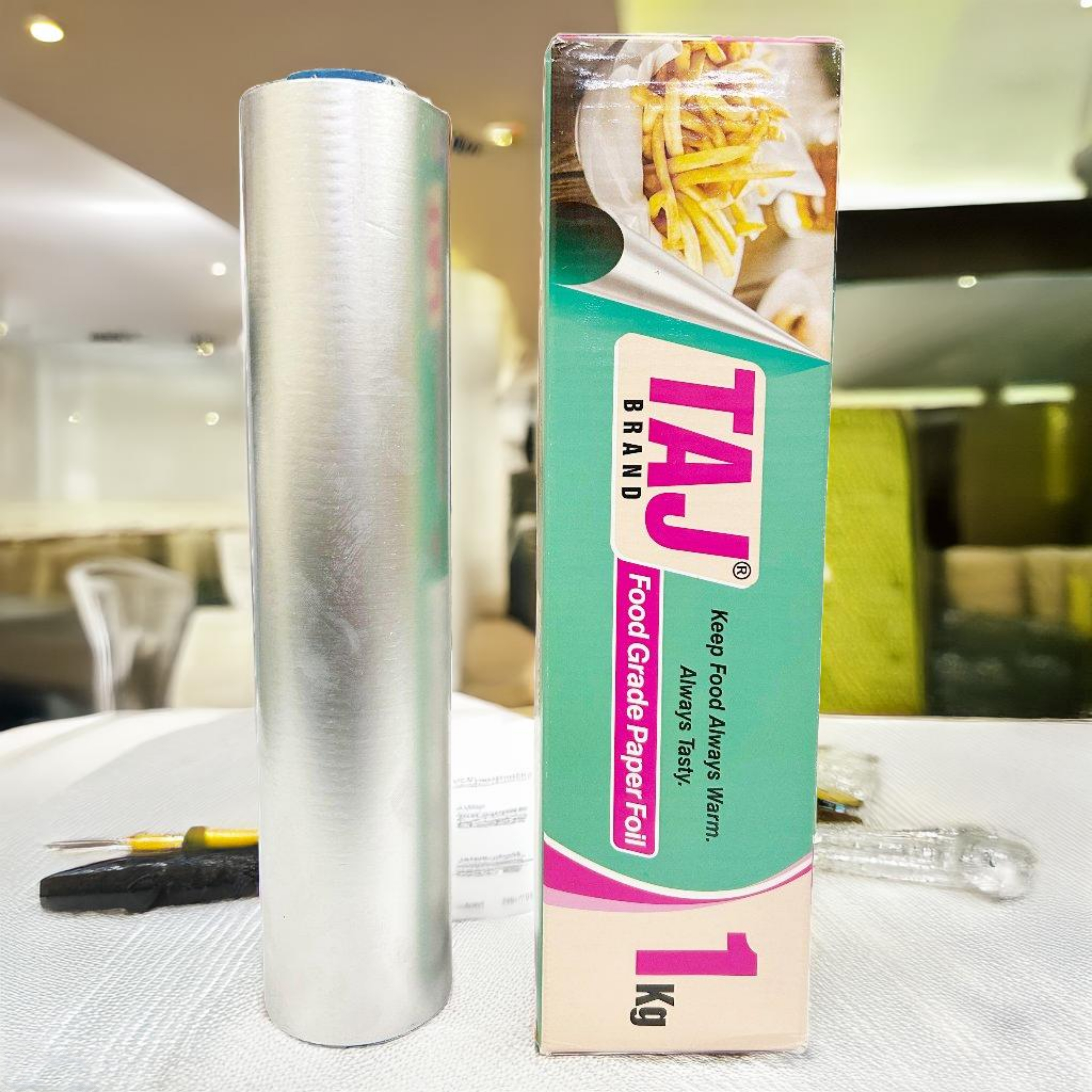Taj Eco-Friendly Food Wrapping Paper + Aluminium Foil Roll 1 KG (Paper on Inner Side & Aluminium on The Outer Side) | No Added Wax | Healthy Way | Microwave & Oven Safe