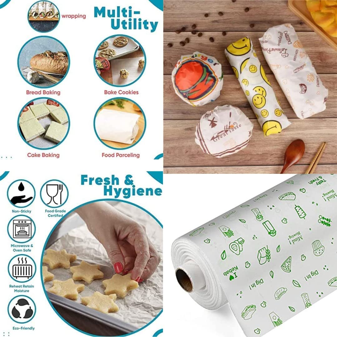 Taj Brand Non-Stick Butter Wrapping Paper Food Wrapping Paper Roll. Re-Heatable Non Stick Paper, Oven Safe Parchment Paper Food Wrapping Paper (1 Kg.)