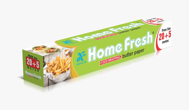 HomeFresh 20+5m Free 25 Meter Food Wrapping Paper Roll | Wrap Roti, Parantha, Sandwich, Burger & More | Keep Food Safe & Fresh | Oilproof Reusable Paper Wrap