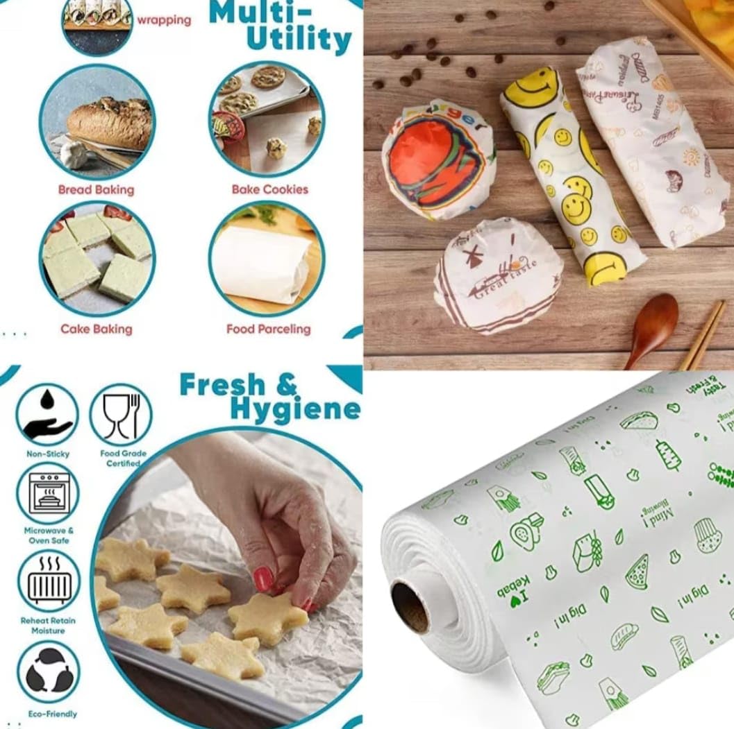 HomeFresh 20+5m Free 25 Meter Food Wrapping Paper Roll | Wrap Roti, Parantha, Sandwich, Burger & More | Keep Food Safe & Fresh | Oilproof Reusable Paper Wrap