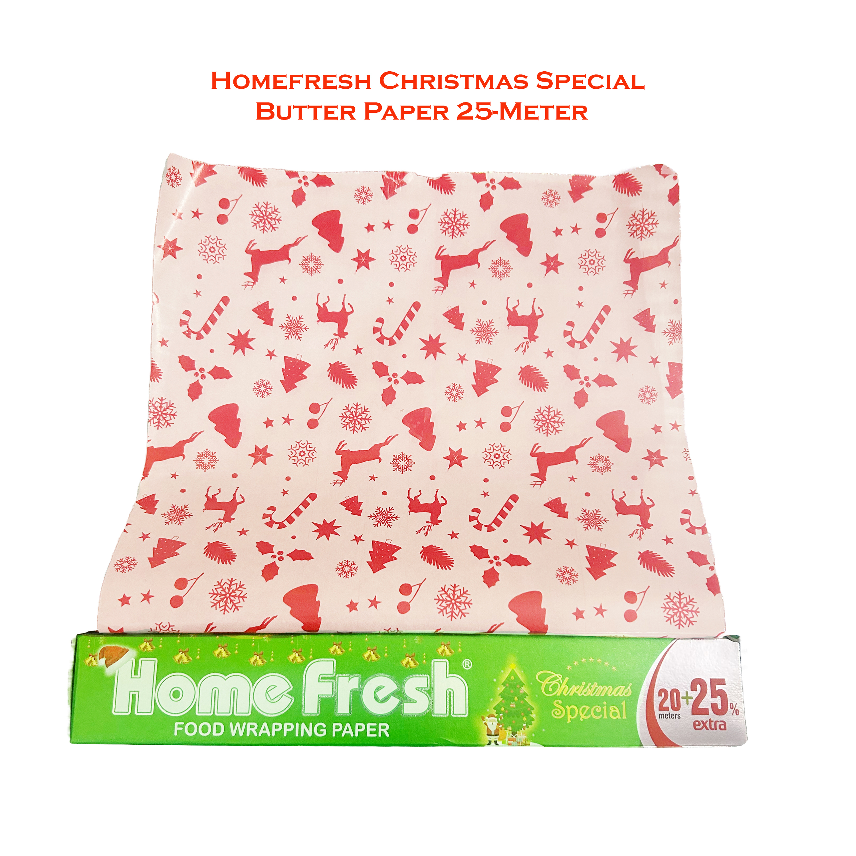 HOMEFRESH Christmas Special 25-Meter Butter Paper – Non-Stick Baking Paper for Holiday Baking and Cooking (25 Meter)