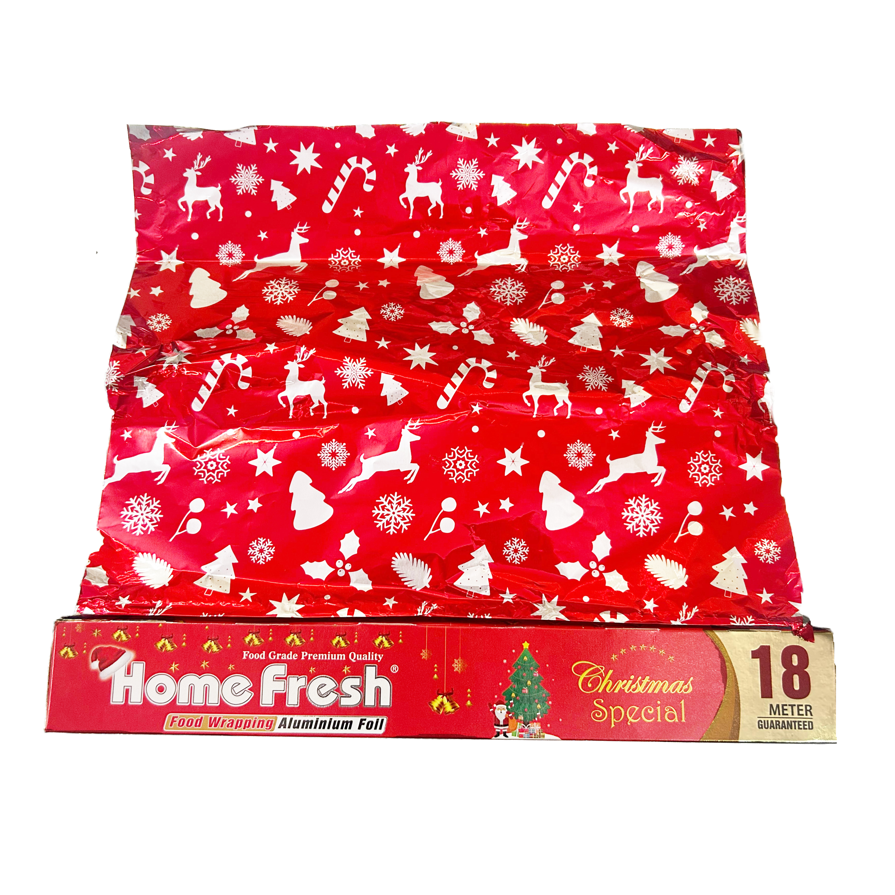 Homefresh Christmas-Themed Food Wrapping Aluminum Foil – 18m Roll for Holiday Freshness