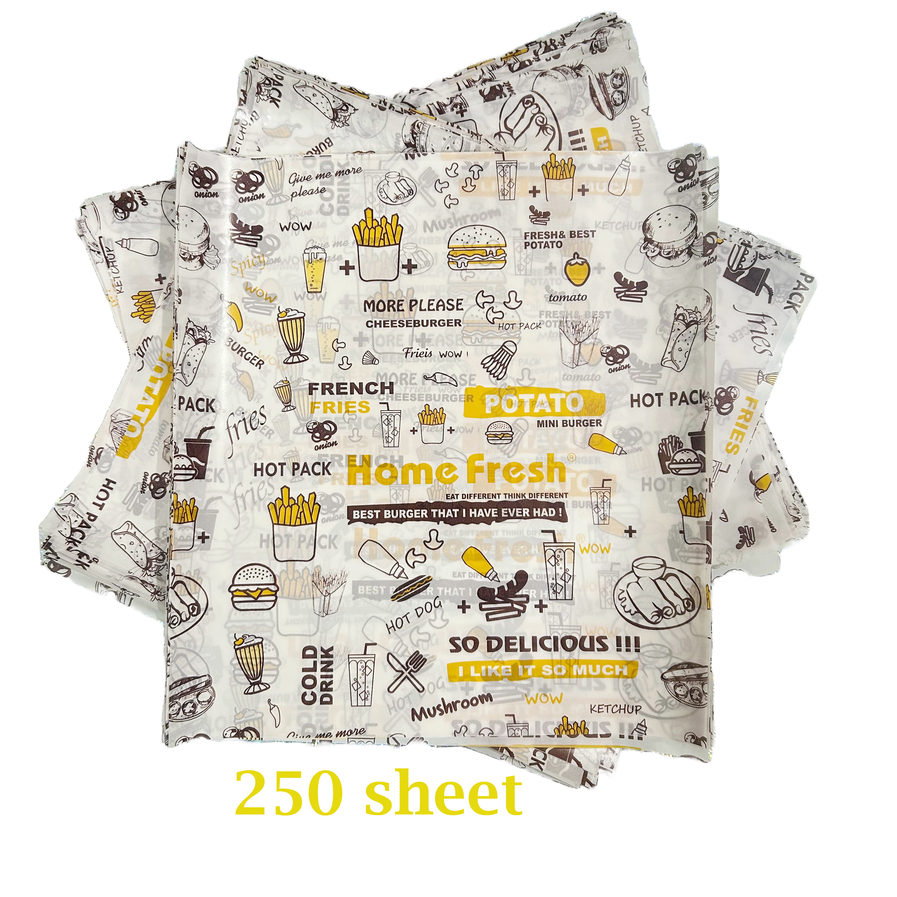 HomeFresh Ready-to-Use Butter Paper Sheets - 250 Pack for Cooking and Food Storage" Parchment Paper