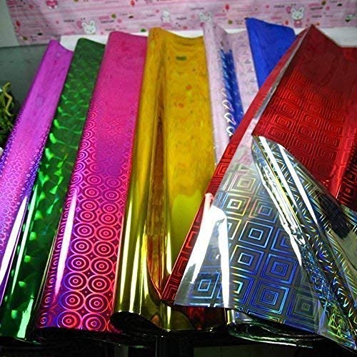 HomeFresh Plastic Holographic Metallic Gift Paper Wrapping Sheets Especially for Gifts for Loved, 70cm X 50cm Pack of 40-Sheets