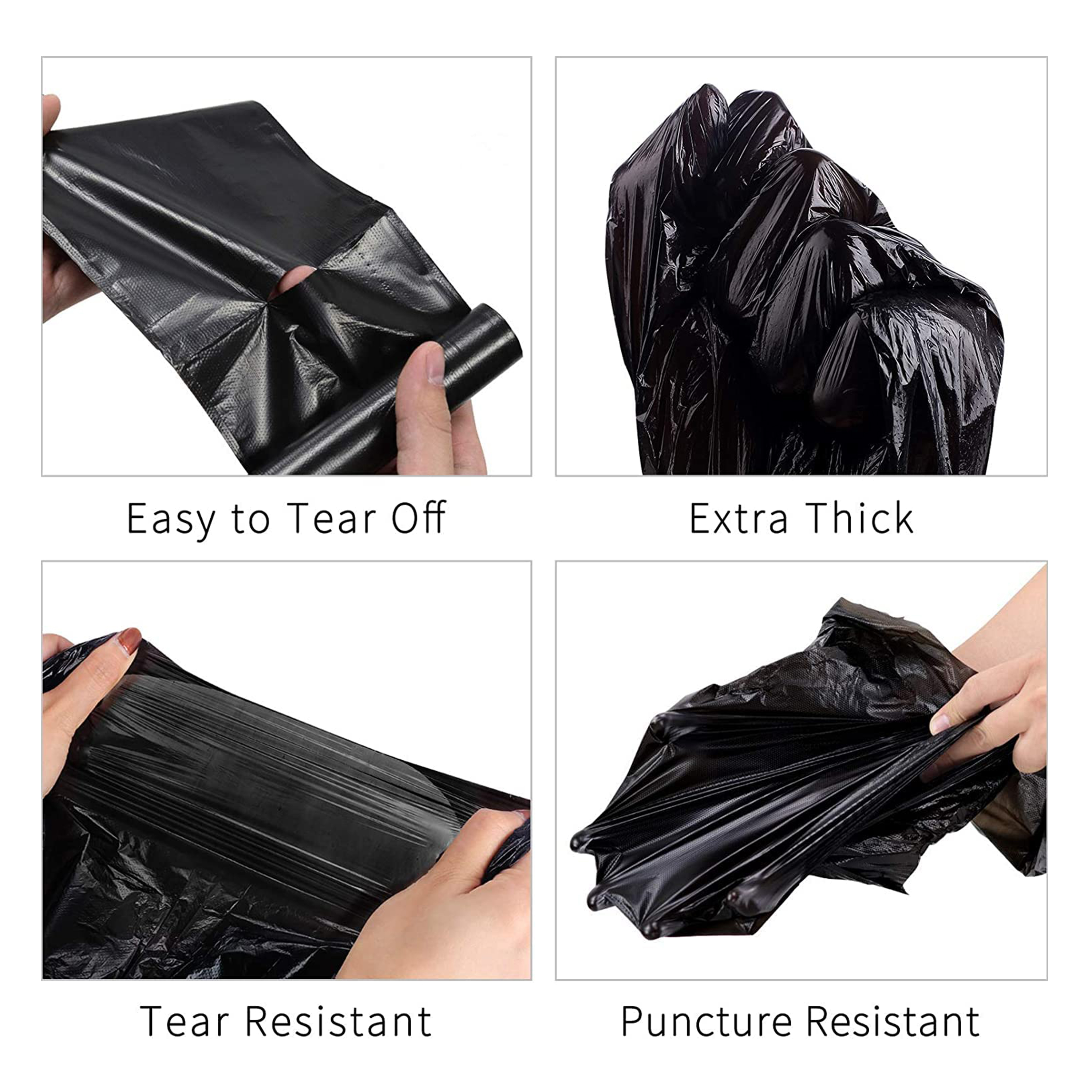 HomeFresh Garbage Bags, Medium 19 x 21 Inches, 90 Bags in 3 Rolls, Black