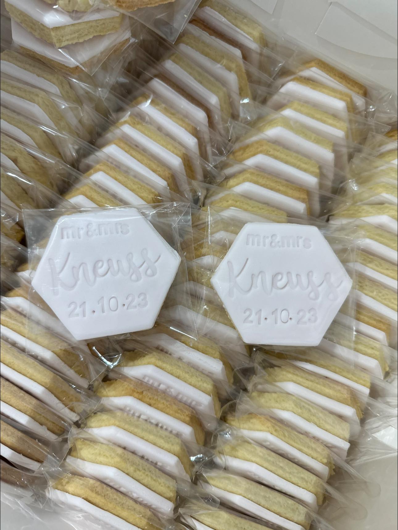 Personalised Hexagon Biscuit Wedding Favours