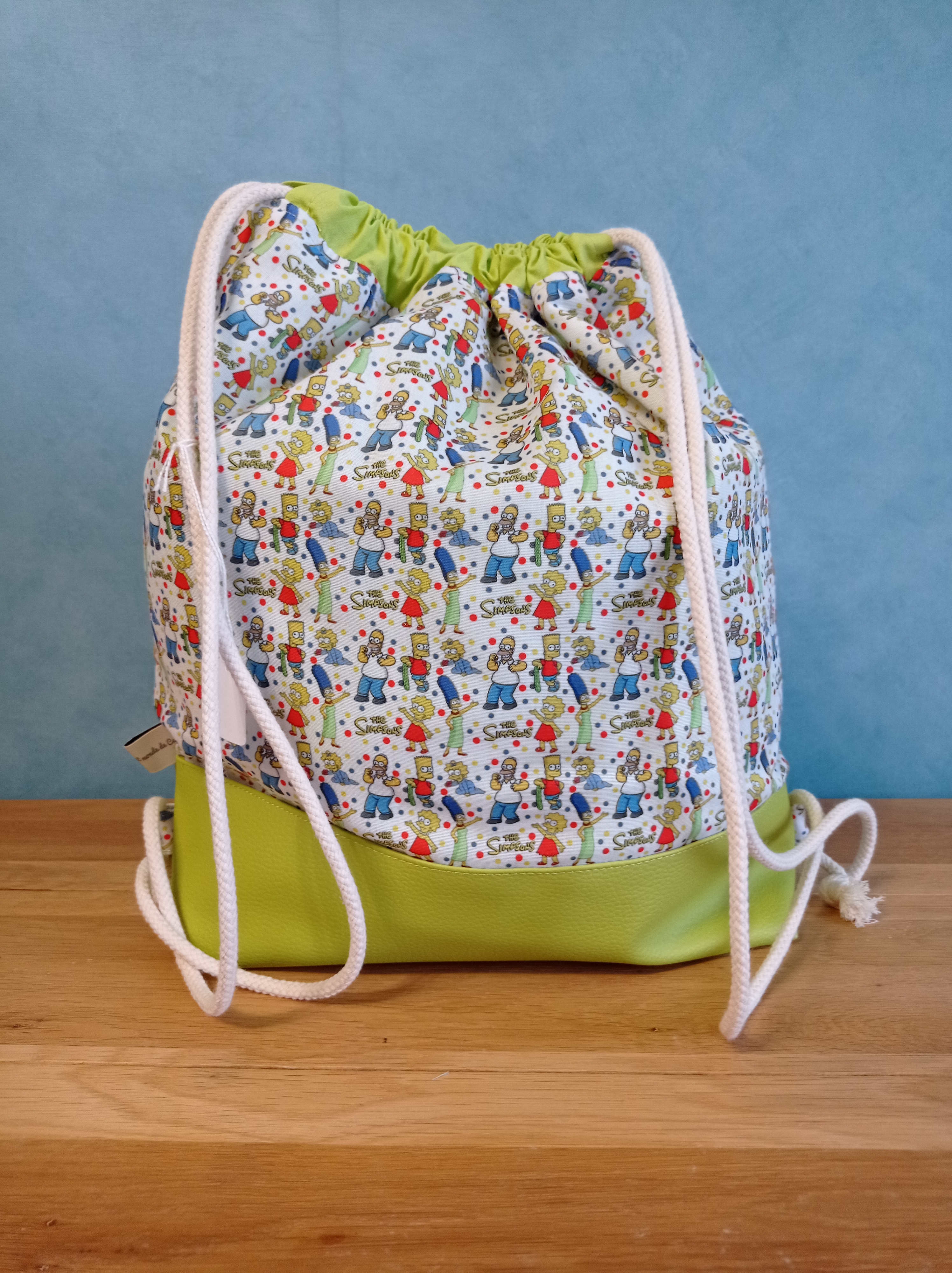 Sac à dos tissu enduit Simpson vert anis