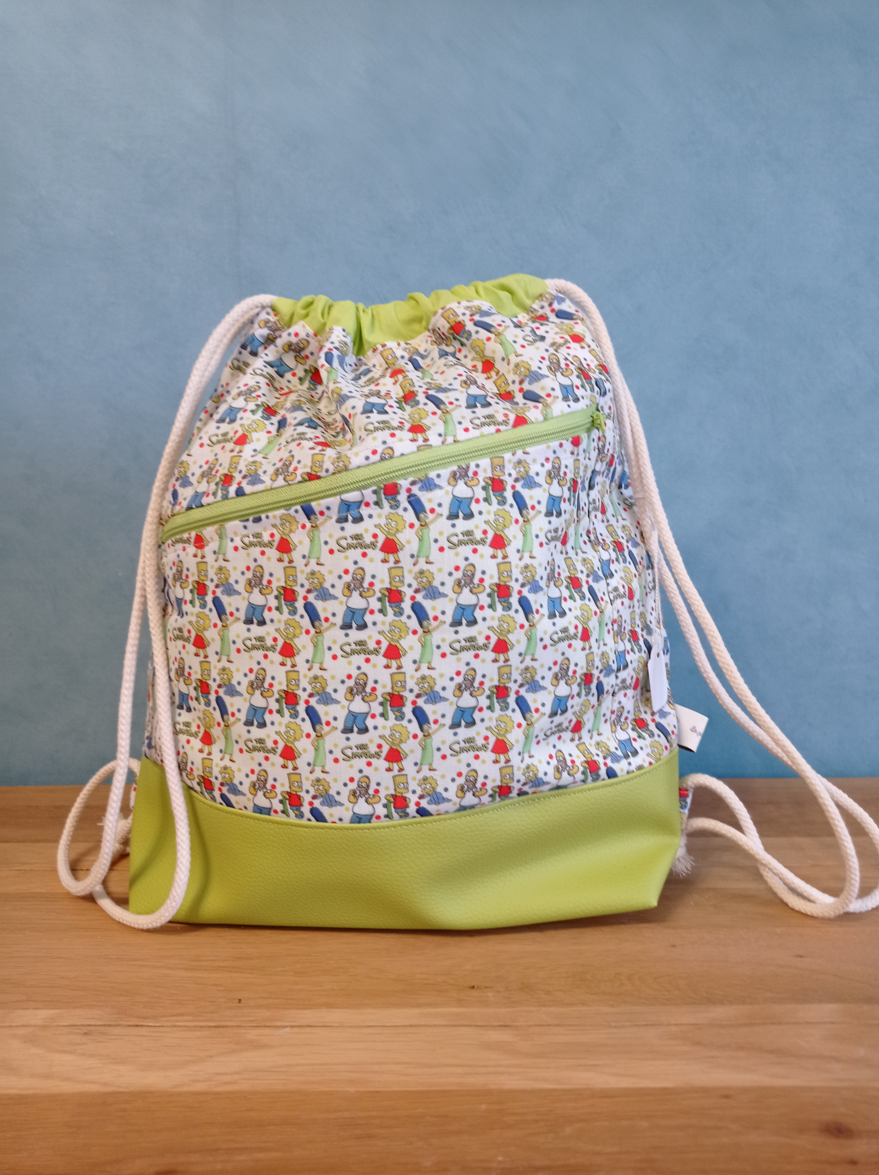 Sac à dos tissu enduit Simpson vert anis