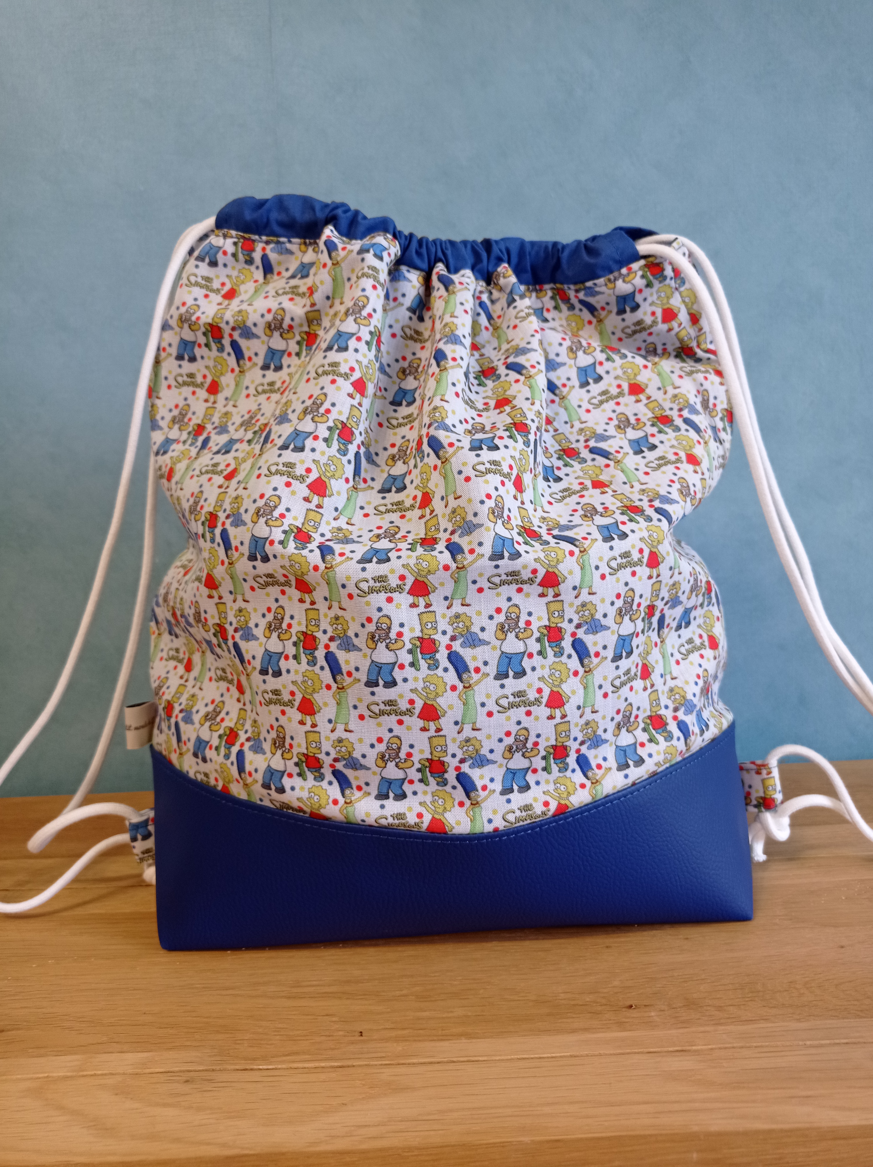 Sac à dos tissu enduit Simpson bleu 