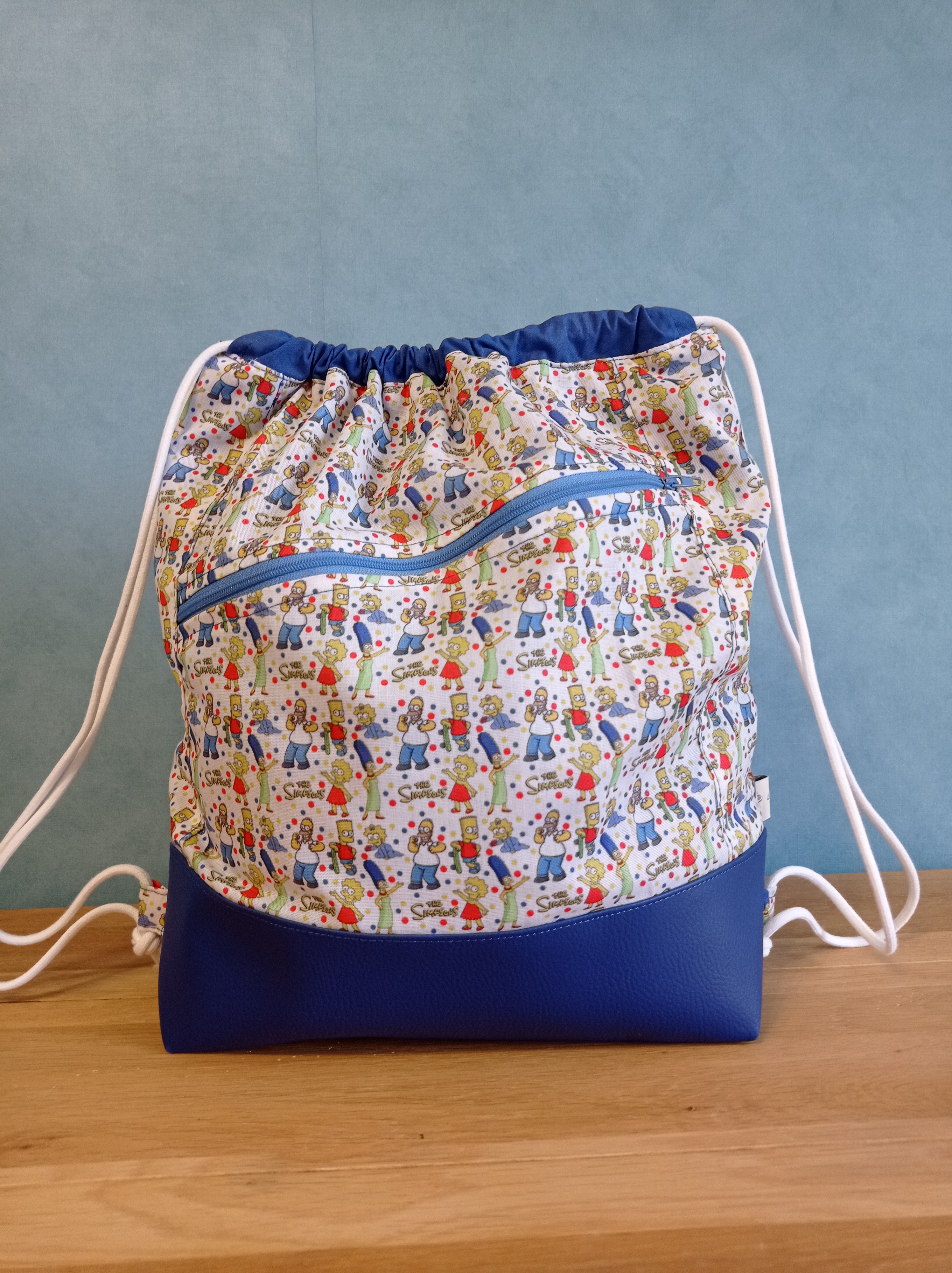 Sac à dos tissu enduit Simpson bleu 