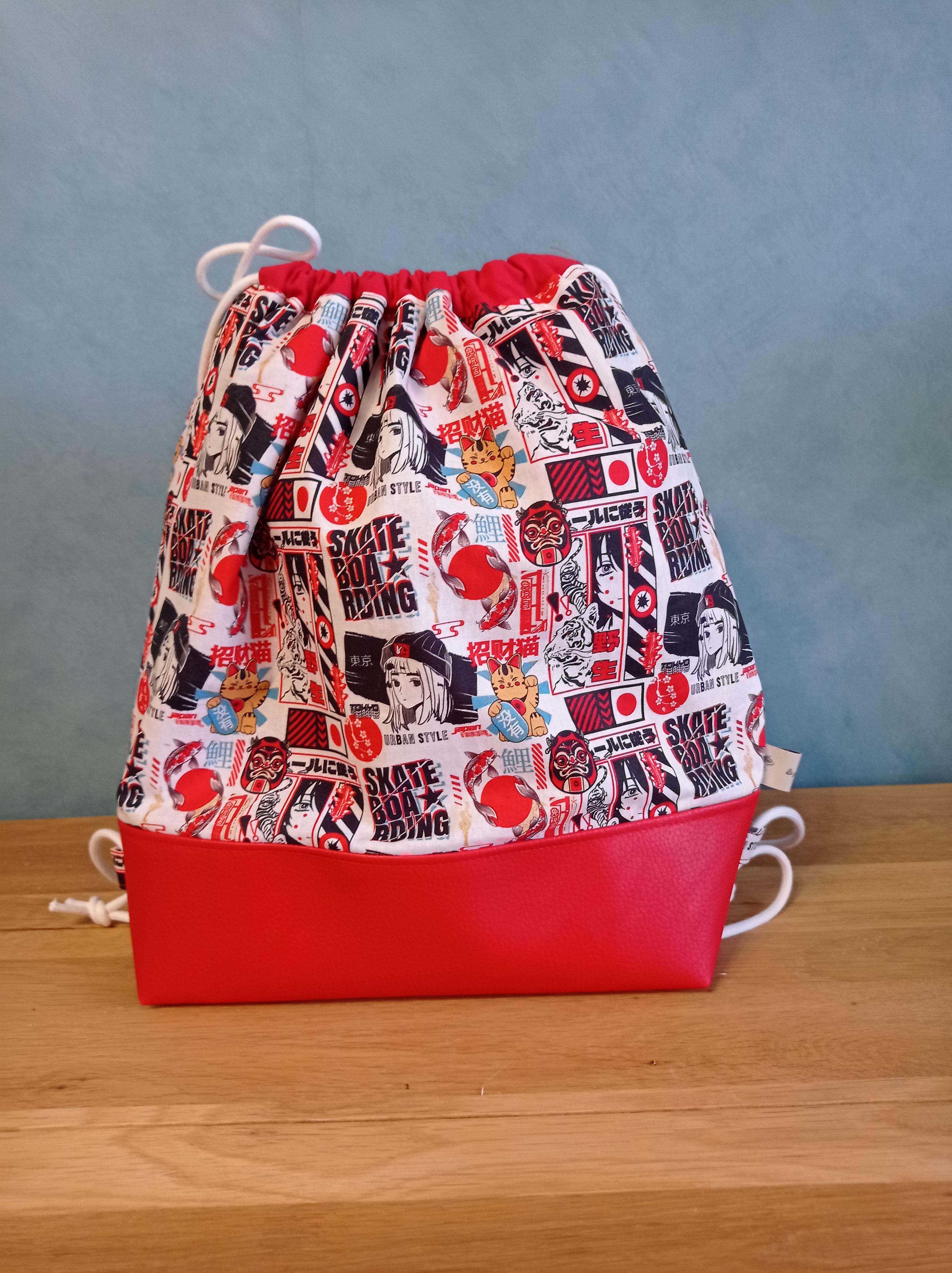 Sac à dos enduit Manga rouge
