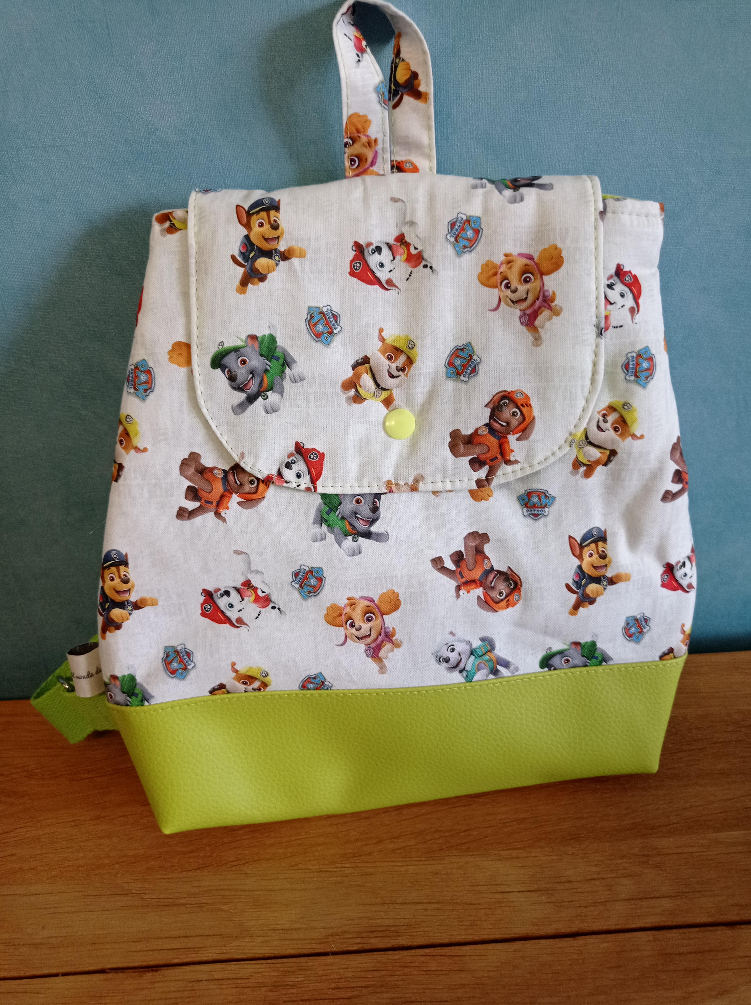 sac à dos maternelle pat patrouille vert anis