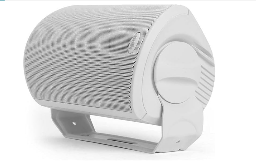 Enceintes d'extérieur Polk Audio Atrium 4 avec basses puissantes (paire, blanc), durabilité par tous les temps, large couverture sonore, système de montage Speed-Lock