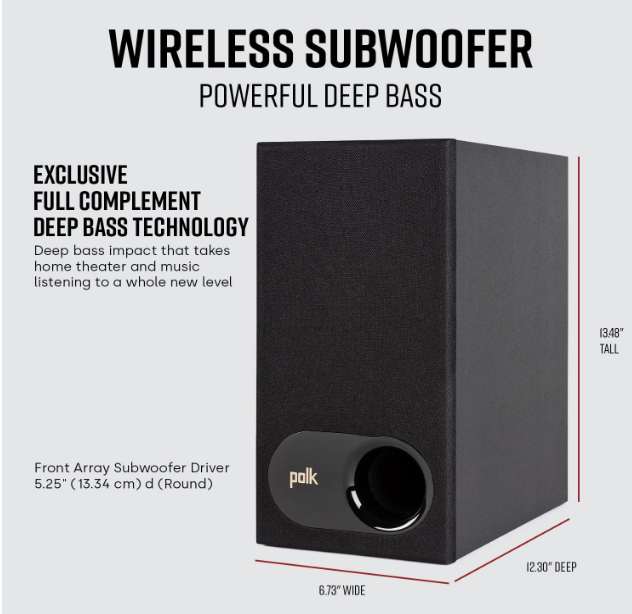 Barre de son et caisson de basses sans fil Polk Audio Signa S2 – Technologie exclusive VoiceAdjust, design ultra-mince, fonctionne avec les téléviseurs 4K et HD, HDMI et optique, Bluetooth, streaming sans fil