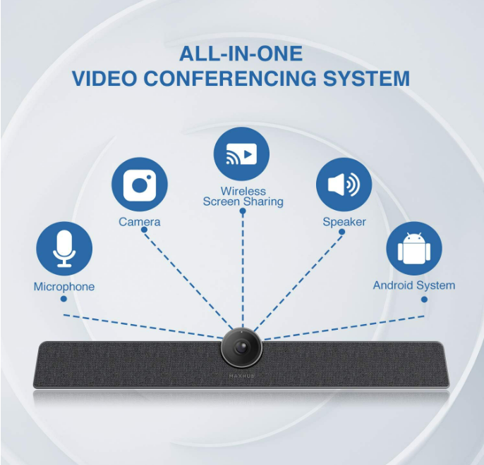 Caméra de vidéoconférence 4K Enther & MAXHUB, système de vidéoconférence et d'audioconférence Webcam tout-en-un avec microphone pour petites salles de réunion grand angle