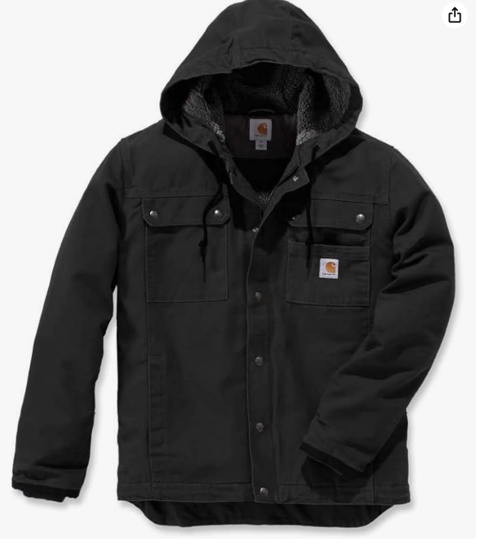 Veste utilitaire décontractée Carhartt pour homme avec doublure en sherpa et tissu délavé
