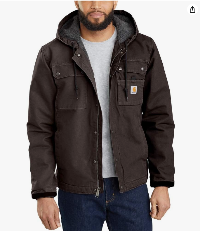 Veste utilitaire décontractée Carhartt pour homme avec doublure en sherpa et tissu délavé