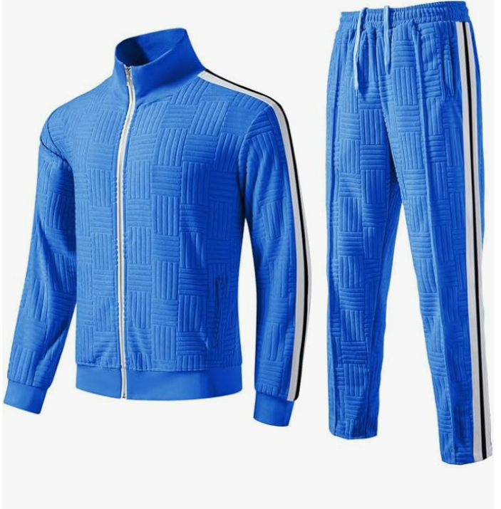 KISSQIQI Survêtement 2 pièces pour homme avec fermeture éclair intégrale en velours doré Tenue de sport décontractée Veste et pantalon Ensemble de survêtement de fitness