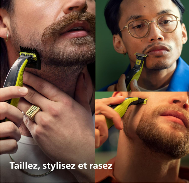 Philips OneBlade Authentique Visage + Corps - Tondeuse à barbe électrique, tondeuse corps et rasoir, 2 lames Original pour visage, 1 sabot 5-en-1 réglable, 1 kit pour le corps (modèle QP2824/30)