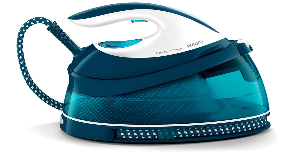 Philips PerfectCare Compact Plus Centrale Vapeur - 2400W, 400g, Pression de 6.5 bars, Technologie OptimalTEMP, Réservoir de 1.5 L, Bleu/Blanc (GC7844/20)