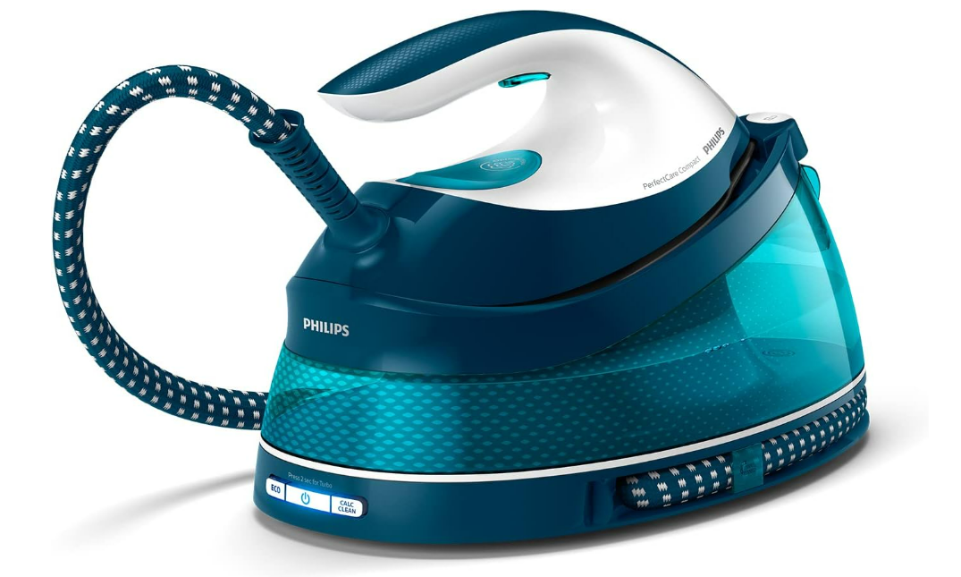 Philips PerfectCare Compact Plus Centrale Vapeur - 2400W, 400g, Pression de 6.5 bars, Technologie OptimalTEMP, Réservoir de 1.5 L, Bleu/Blanc (GC7844/20)