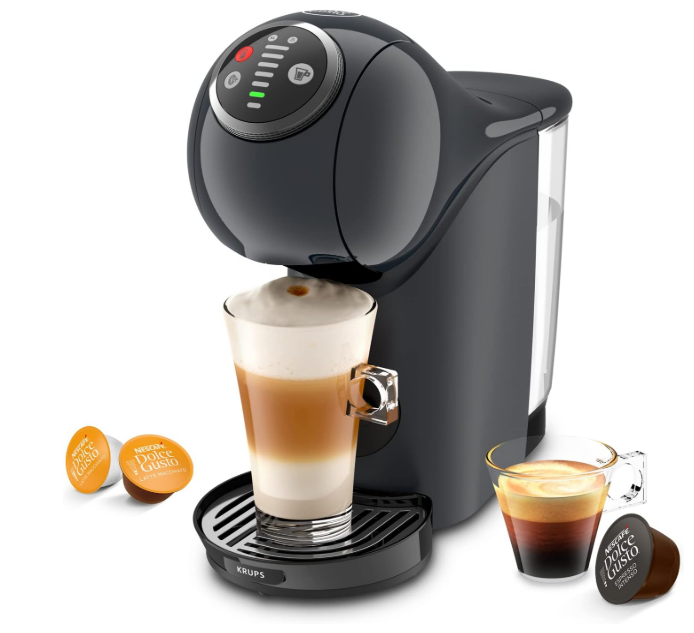 Nescafé Dolce Gusto Krups Machine à café capsules, Cafetière multi boissons, Pression 15 bars, Capacité 0,8 L, Fonction XL, Arrêt automatique, Genio S Plus gris KP340B10