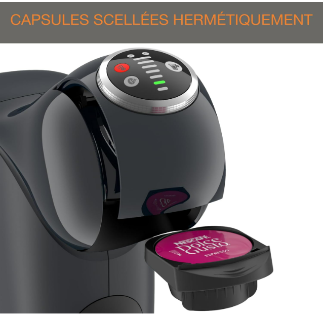 Nescafé Dolce Gusto Krups Machine à café capsules, Cafetière multi boissons, Pression 15 bars, Capacité 0,8 L, Fonction XL, Arrêt automatique, Genio S Plus gris KP340B10
