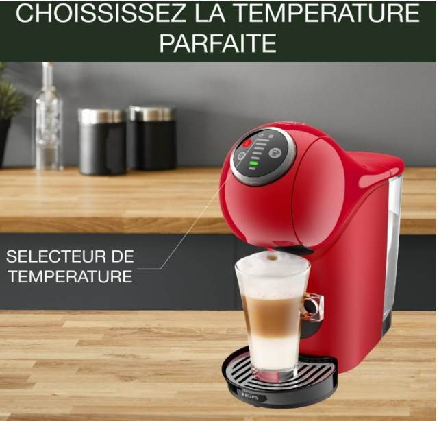 Krups Nescafé Dolce Gusto Machine à café capsules, Cafetière multi-boissons, Haute pression, 15 bars, Programmable, Arrêt automatique, Compact, Genio S Plus, Rouge KP340510
