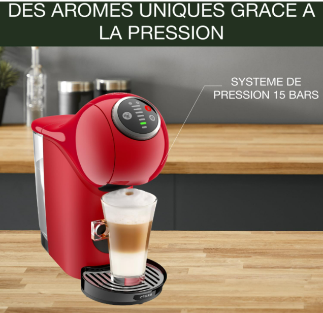 Krups Nescafé Dolce Gusto Machine à café capsules, Cafetière multi-boissons, Haute pression, 15 bars, Programmable, Arrêt automatique, Compact, Genio S Plus, Rouge KP340510