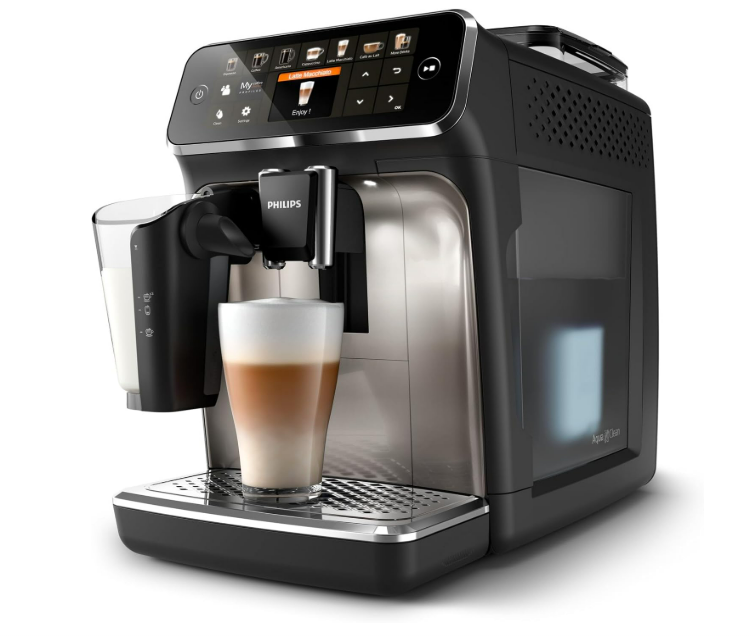 Philips Série 5400 Machine Expresso - Café à Grain - LatteGo Mousseur à Lait, 12 Spécialités de Café, Affichage Intuitif, 4 Profils Utilisateur, Chrome (EP5447/90)