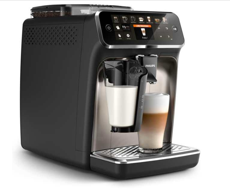 Philips Série 5400 Machine Expresso - Café à Grain - LatteGo Mousseur à Lait, 12 Spécialités de Café, Affichage Intuitif, 4 Profils Utilisateur, Chrome (EP5447/90)