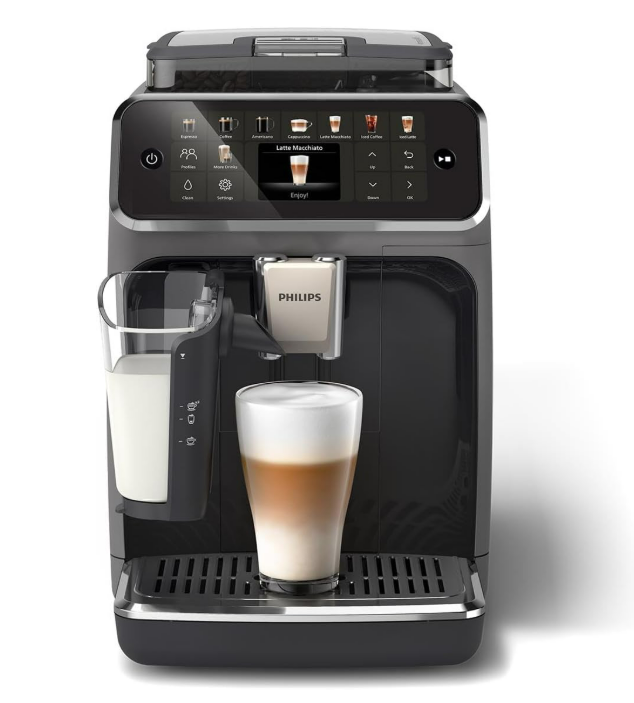 Philips Machine à Expresso Entièrement Automatique 5500 Series – 20 Boissons Chaudes et Glacées, Carafe à Lait LatteGo Facile à Nettoyer, SilentBrew 40% plus Silencieuse, QuickStart, Gris (EP5544/50)