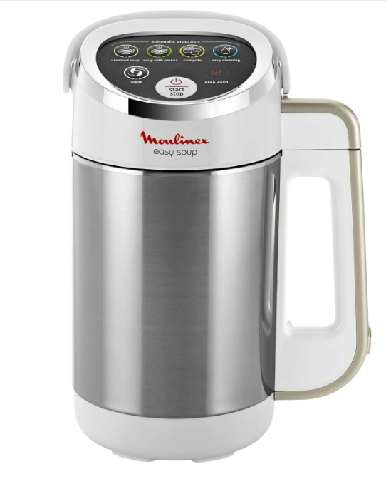 Moulinex Blender chauffant, 1000 W, Capacité 1.2 L, 5 programmes automatiques, Double paroi, Soupe, Velouté, Compote, Smoothie, Maintien au Chaud, Easy Soup silver LM841110