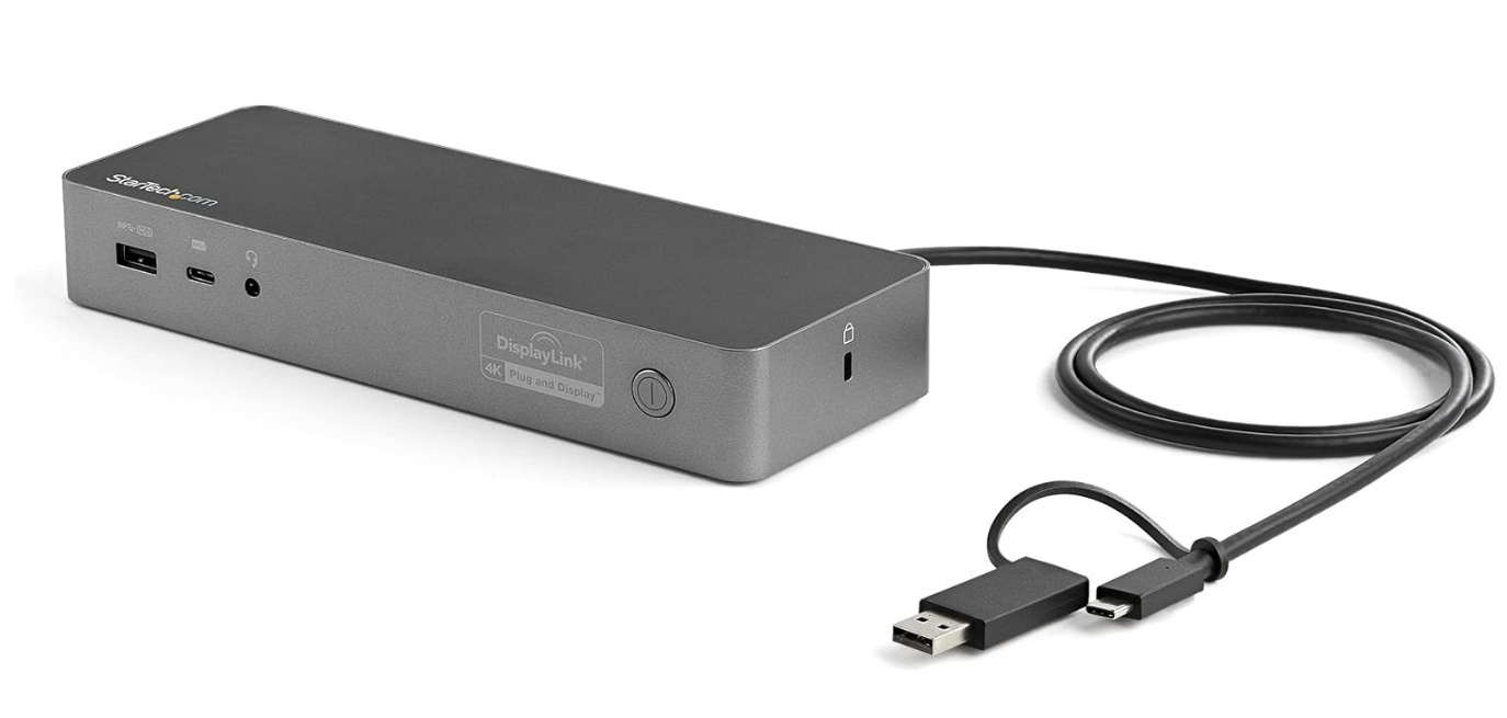 StarTech.com Station d'Accueil Universelle pour Ordinateur Portable, Station d'Accueil Hybride USB-C & USB-A, Dual 4K DP & HDMI, 100W PD, Mac / Windows / Chrome OS, 4x USB 5Gbps Hub, GbE