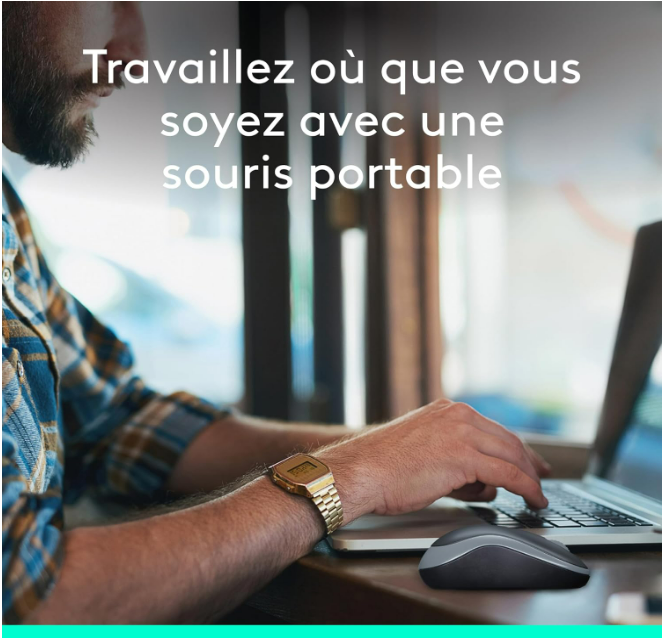 Logitech M185 Souris Sans Fil, 2.4 GHz avec Mini Récepteur USB, Longévité de la Pile 12 Mois, Résolution du Capteur 1000 PPP, Ambidextre, Compatible PC, Mac, Ordinateur Portable - Gris/Noir