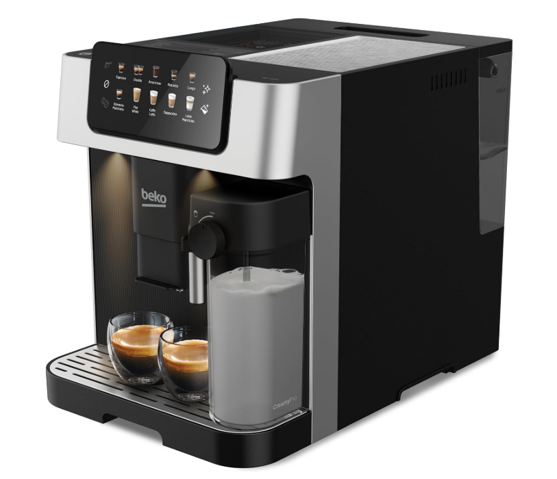 Beko - CEG7304X - Machine à café automatique avec laitière, numérique, préperfusion automatique, pression 19 bar - noir, 27,5 x 40,5 x h34 cm