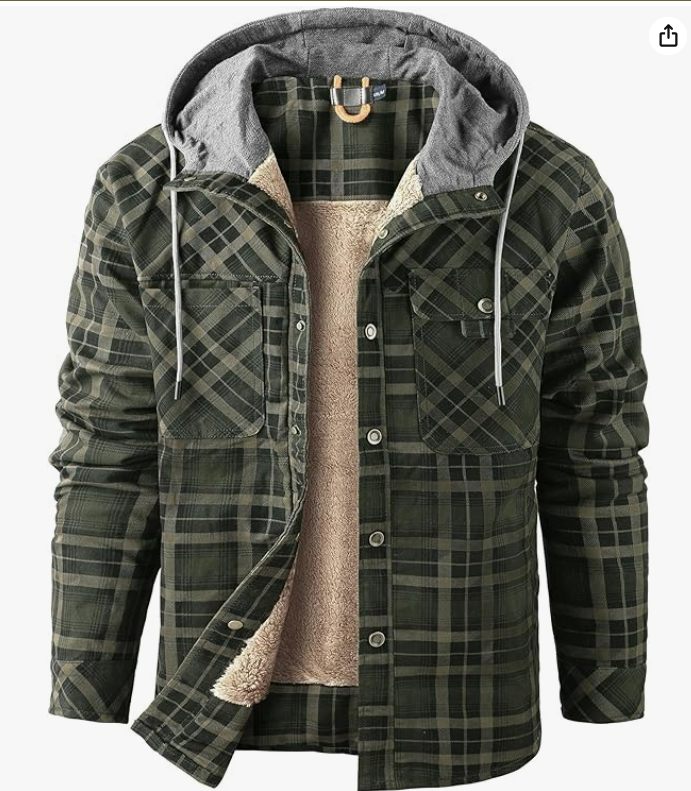 Mr.Stream Homme Casual Manches Longues à Carreaux Flanelle Bouton fourrée Chaud Chemise Sherp Veste