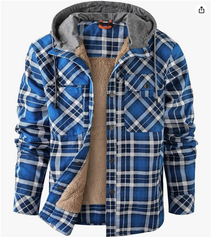 Mr.Stream Homme Casual Manches Longues à Carreaux Flanelle Bouton fourrée Chaud Chemise Sherp Veste