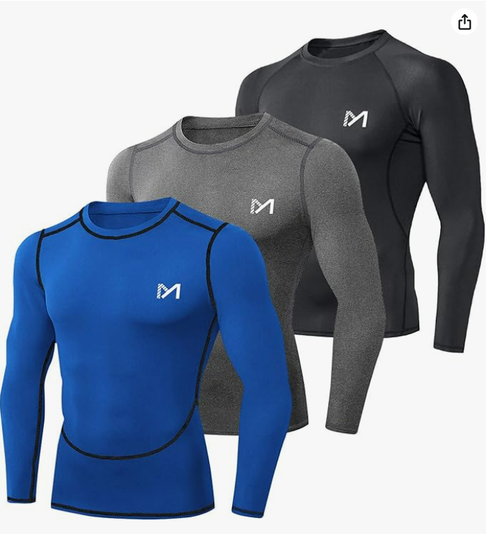 MEETYOO Tee Shirt Compression Homme Manche Longue, Baselayer Maillot Running Vetement Fitness pour Sports Jogging Musculation