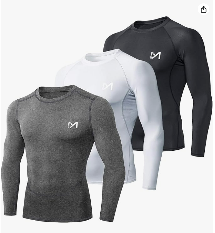 MEETYOO Tee Shirt Compression Homme Manche Longue, Baselayer Maillot Running Vetement Fitness pour Sports Jogging Musculation