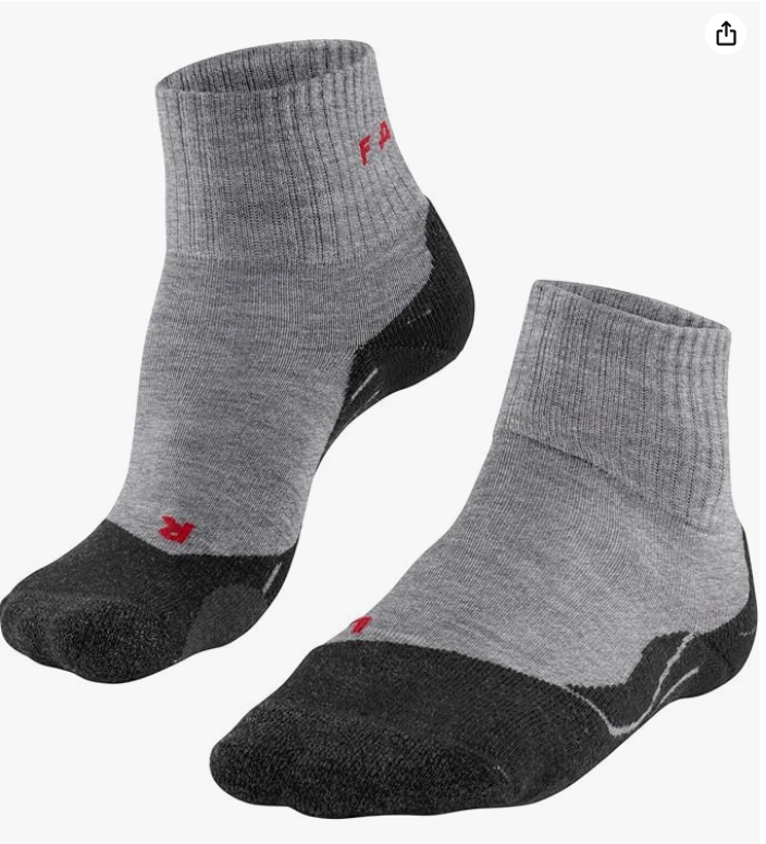 FALKE Homme TK2 Short chaussettes de randonnée rembourrage moyen anti-ampoule chaudes courtes respirantes séchage rapide régulation climatique anti-odeur laine fil fonctionnel 1 paire