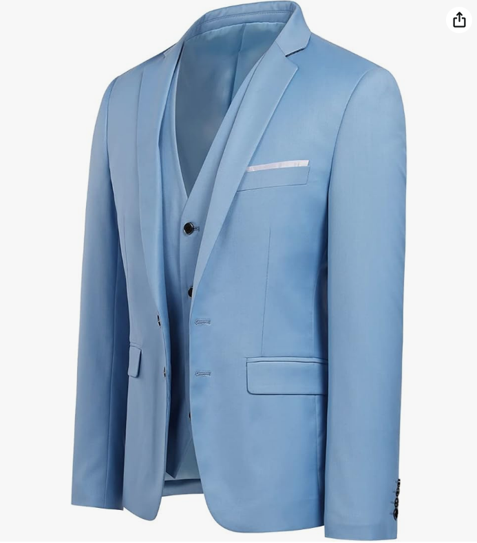 Costume Homme 3 Pièces Slim Fit Smoking Deux Boutons Couleur Unie Mariage Business Confort Elégant Veste Gilet et Pantalon