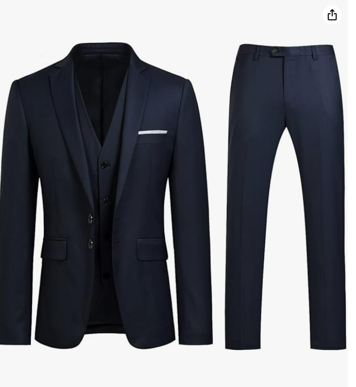 Costume Homme 3 Pièces Slim Fit Smoking Deux Boutons Couleur Unie Mariage Business Confort Elégant Veste Gilet et Pantalon