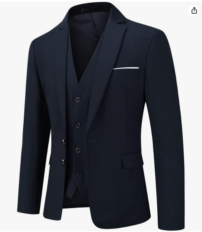 Costume Homme 3 Pièces Slim Fit Smoking Deux Boutons Couleur Unie Mariage Business Confort Elégant Veste Gilet et Pantalon