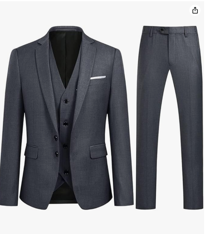 Costume Homme 3 Pièces Slim Fit Smoking Deux Boutons Couleur Unie Mariage Business Confort Elégant Veste Gilet et Pantalon