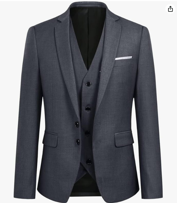 Costume Homme 3 Pièces Slim Fit Smoking Deux Boutons Couleur Unie Mariage Business Confort Elégant Veste Gilet et Pantalon