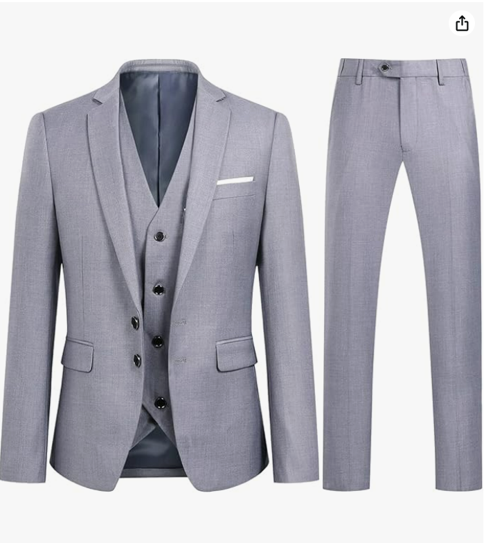 Costume Homme 3 Pièces Slim Fit Smoking Deux Boutons Couleur Unie Mariage Business Confort Elégant Veste Gilet et Pantalon