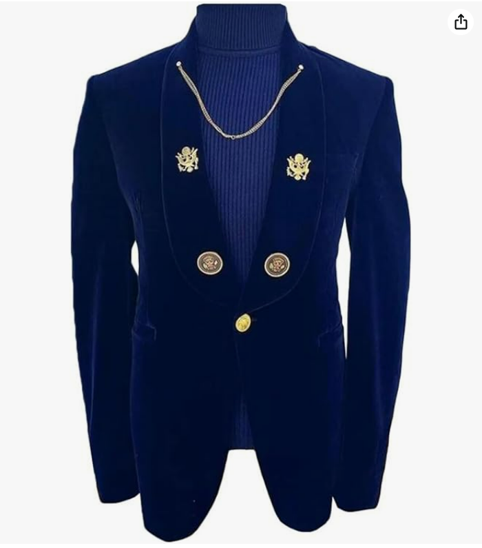 Lacoac Hommes Veste de Costume en Velours Revers de châle Smoking Blazer Mariage dîner de Gala