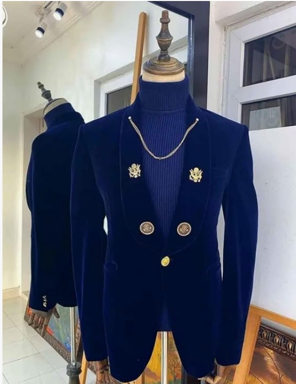 Lacoac Hommes Veste de Costume en Velours Revers de châle Smoking Blazer Mariage dîner de Gala