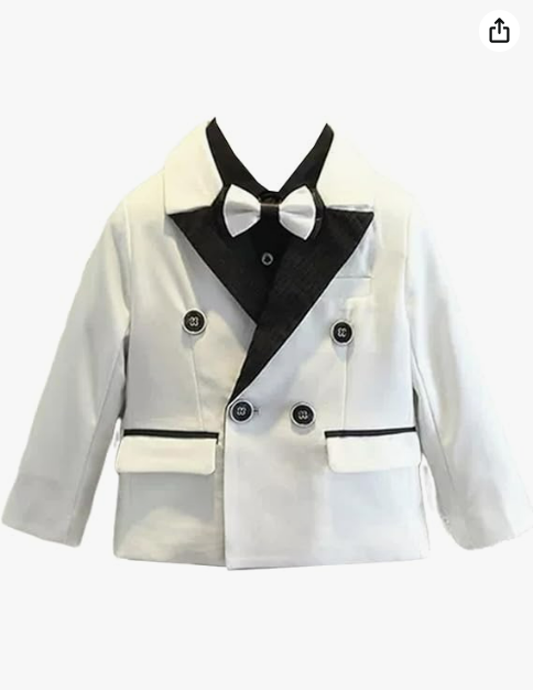 Ulnomio Garçon Costume Officiel Blazer à Deux Poches Veste Anniversaire Proms Dîner Tuxedo Manteau